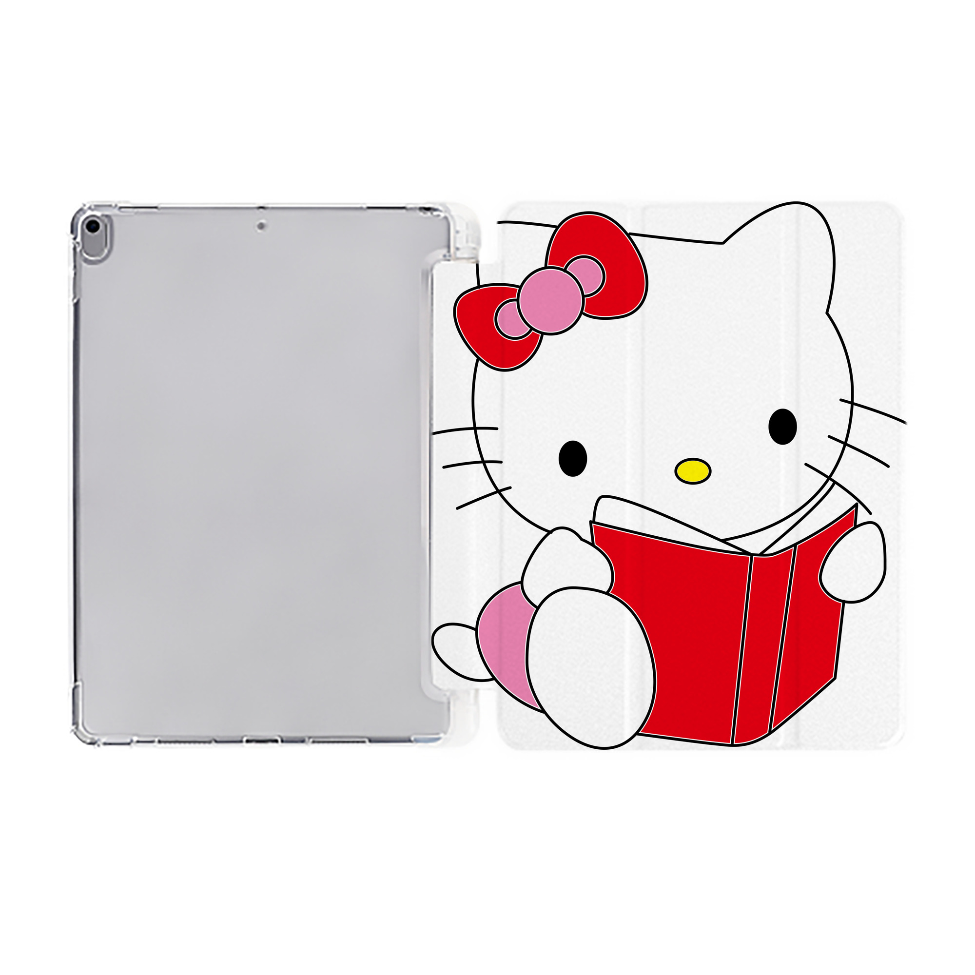 （画像用） Hello Kitty ハローキティ IPad ケース ペン収納付き 三つ折りスタンド PUレザー×シリコン 対応機種9.5/10.5/10.9インチ